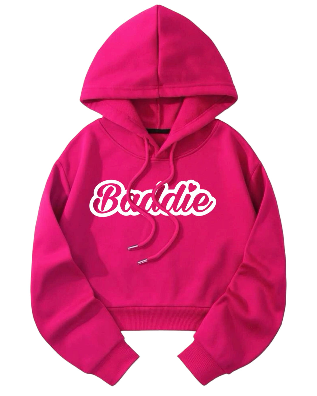 Baddie Outline Crop Top Certified Baddie Club Pink Hoodie