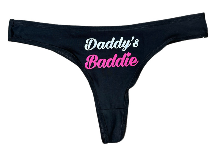 Daddy's Baddie Black Thongs by Certified Baddie Club