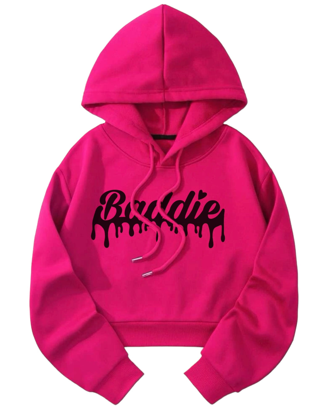 Baddie Drip (Black Font) Crop Top Certified Baddie Club Pink Hoodie