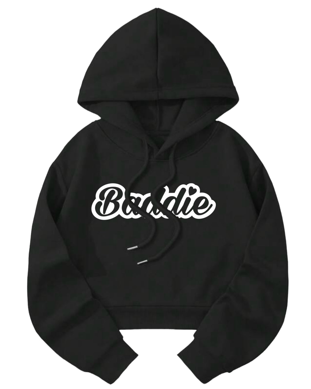 Baddie Outline Crop Top Certified Baddie Club Black Hoodie