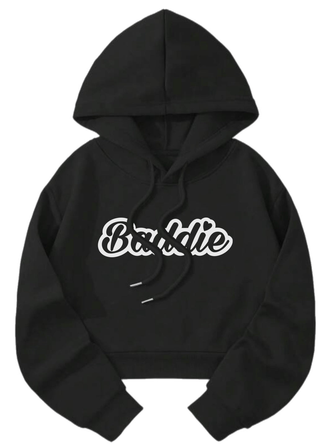 Baddie Outline Crop Top Certified Baddie Club Black Hoodie