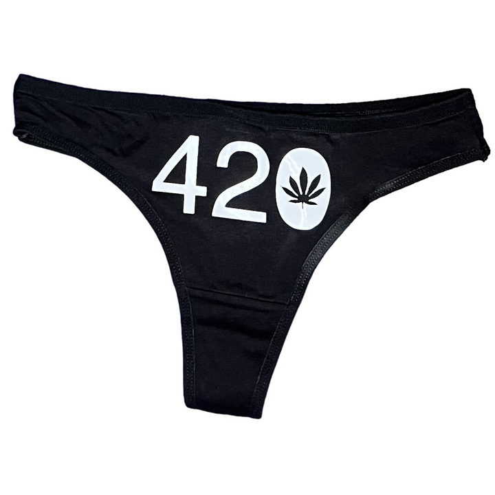 Certified Baddie Club 420 Black Thongs