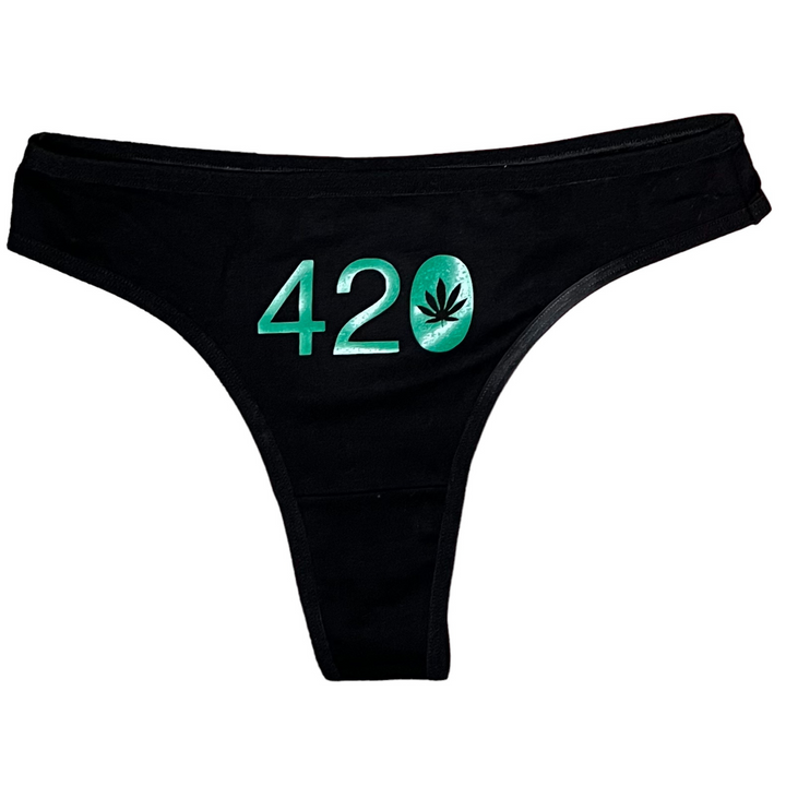 Certified Baddie Club 420 Black Thongs
