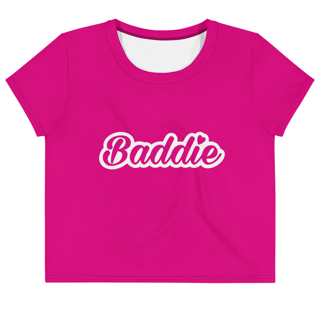 Baddie Outline All-Over Print Crop Pink Tee