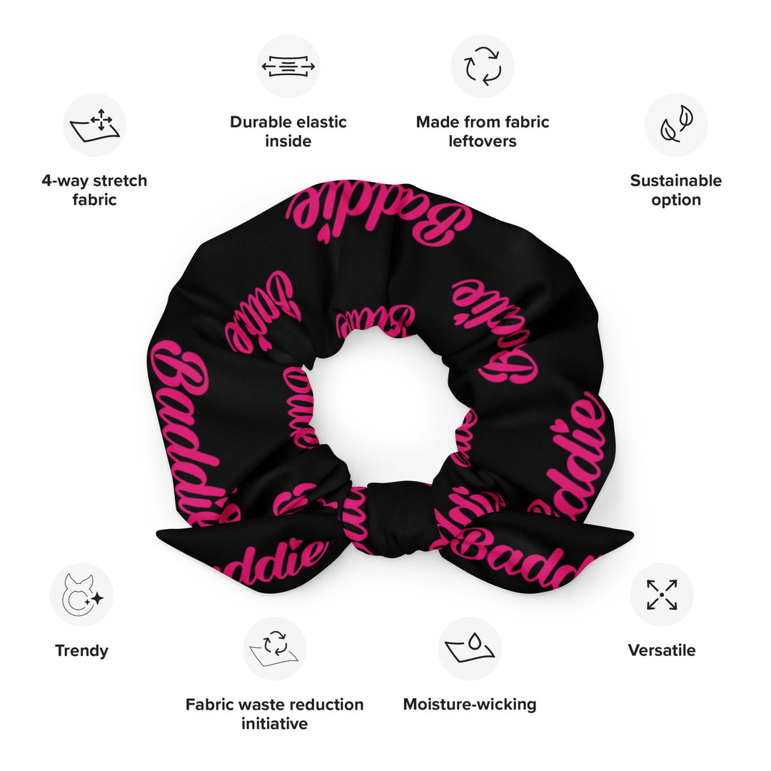 Baddie (Pink Print) Scrunchie (Black)