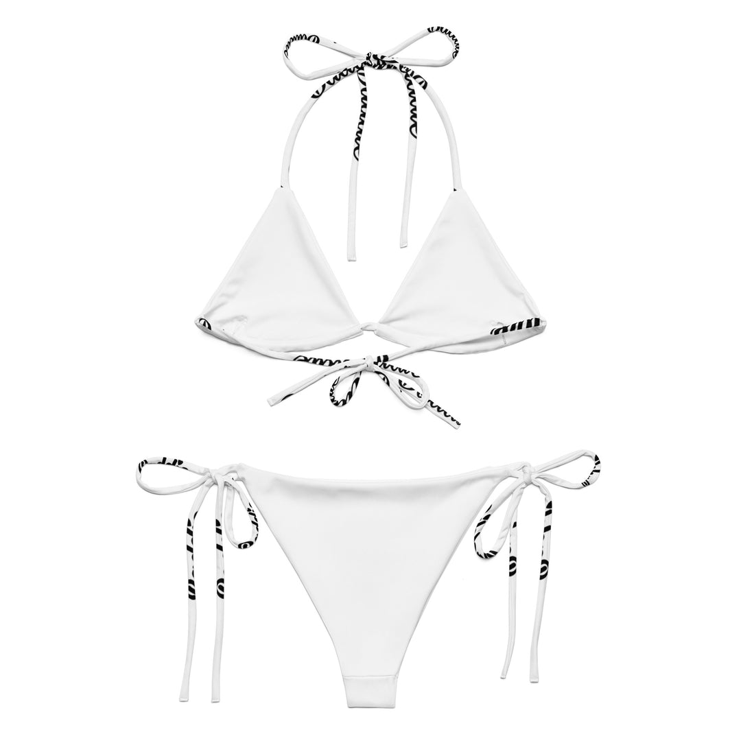 White Hot String Woman Bikini With Black Baddie Logo