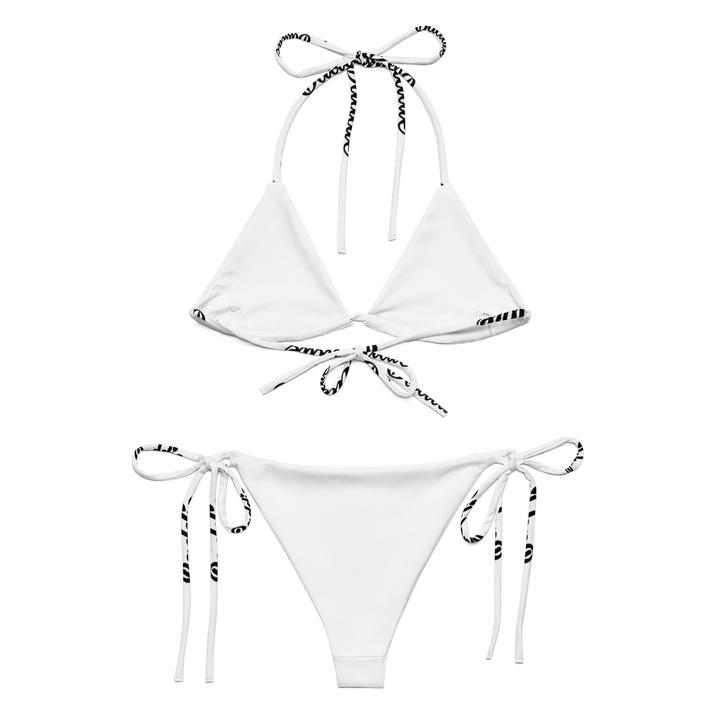 White Hot String Woman Bikini With Black Baddie Logo