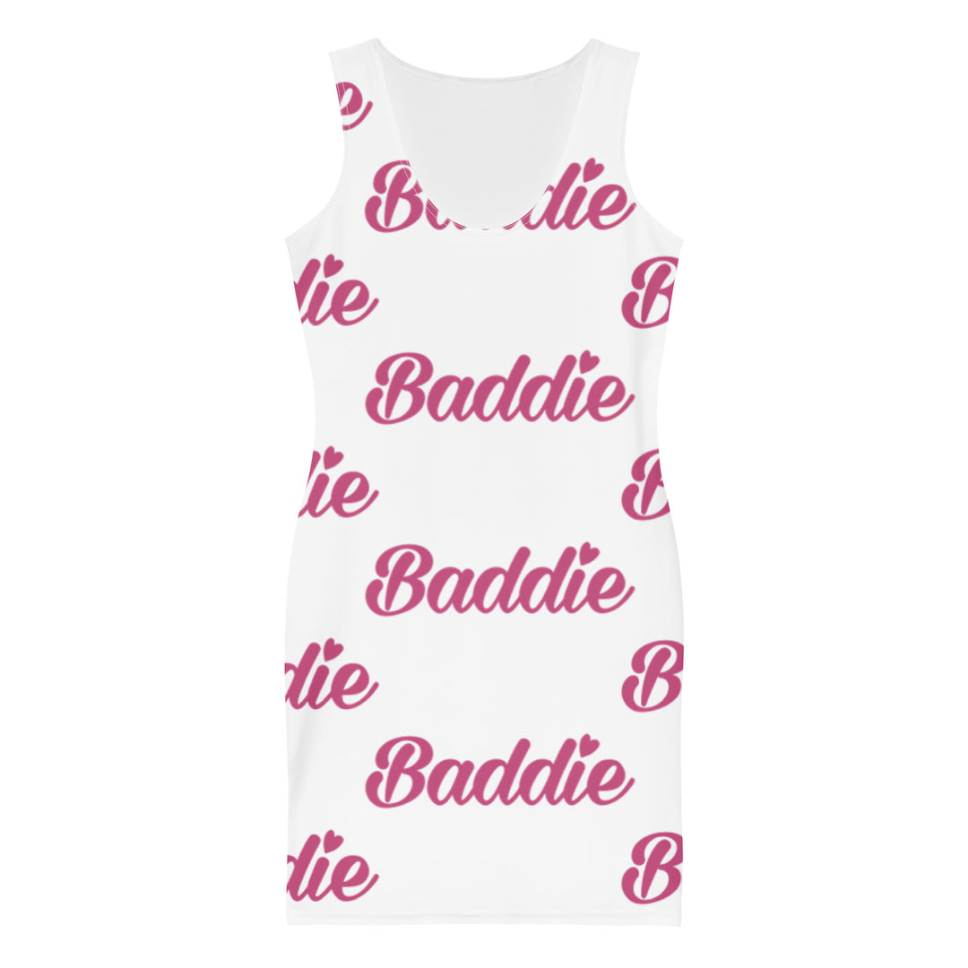 Certified Baddie Club White Baddie (Pink Print) Dress