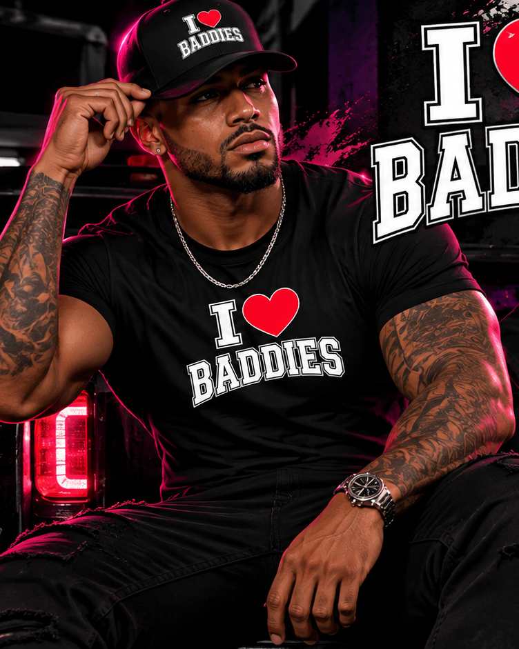 I Heart Baddies men's streetwear collection campaign