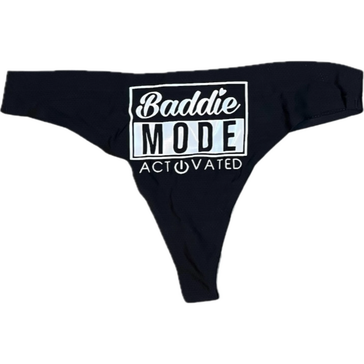 Baddie Mode Activated Certified Baddie Club Black Thongs