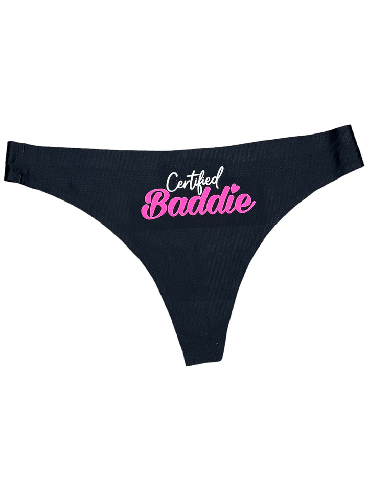 Certified Baddie Black Thongs by Certified Baddie Club