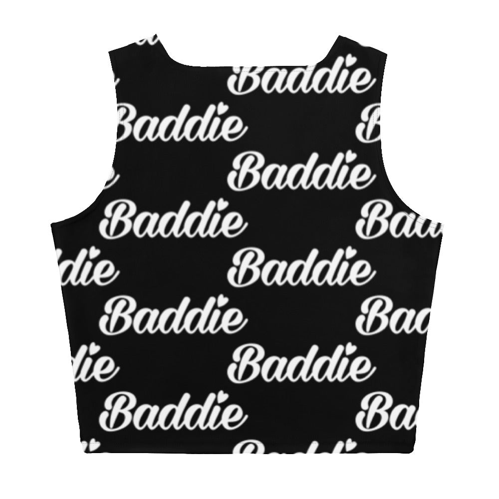 Certified Baddie Club Baddie (White Font) Black Crop Top