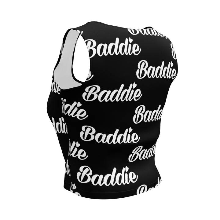 Certified Baddie Club Baddie (White Font) Black Crop Top