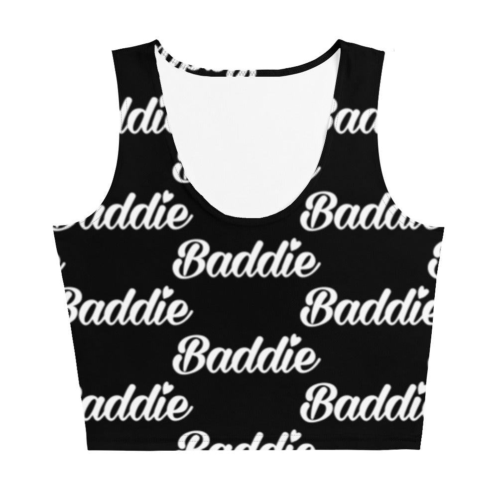 Certified Baddie Club Baddie (White Font) Black Crop Top