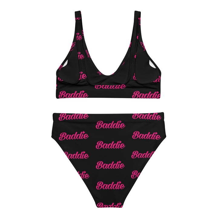 Black  high-waisted bikini w/ Pink Baddie Logo