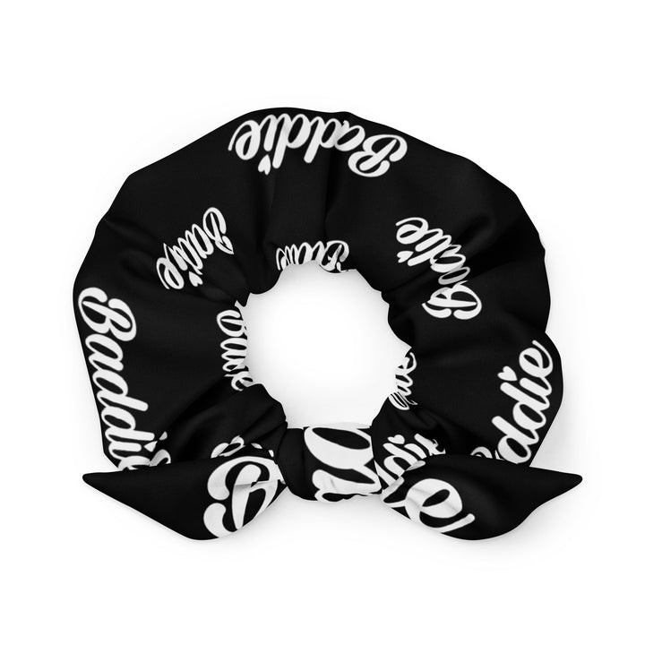 Baddie (White Print)  Scrunchie (Black)