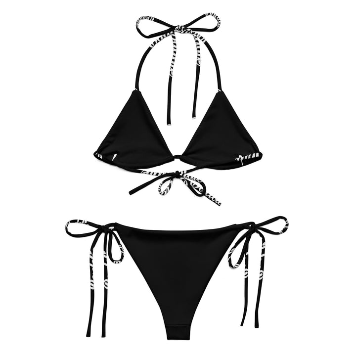 Black Hot String Woman Bikini With White Baddie Logo perfect summer and beach swimwear