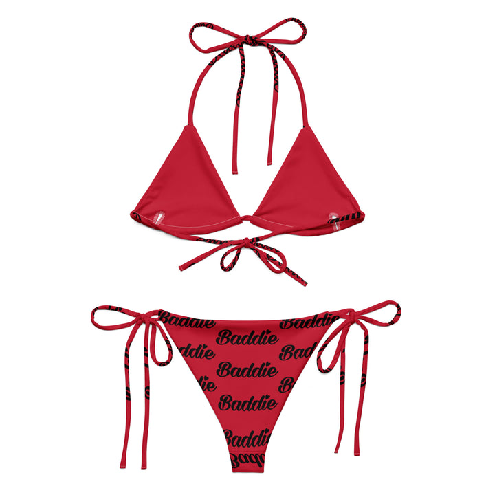 Black Hot String Woman Bikini with Red Baddie Logo