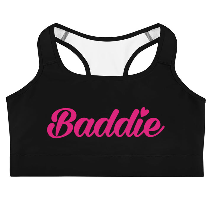 BLACK SPORTS BRA BADDIE (PINK PRINT)