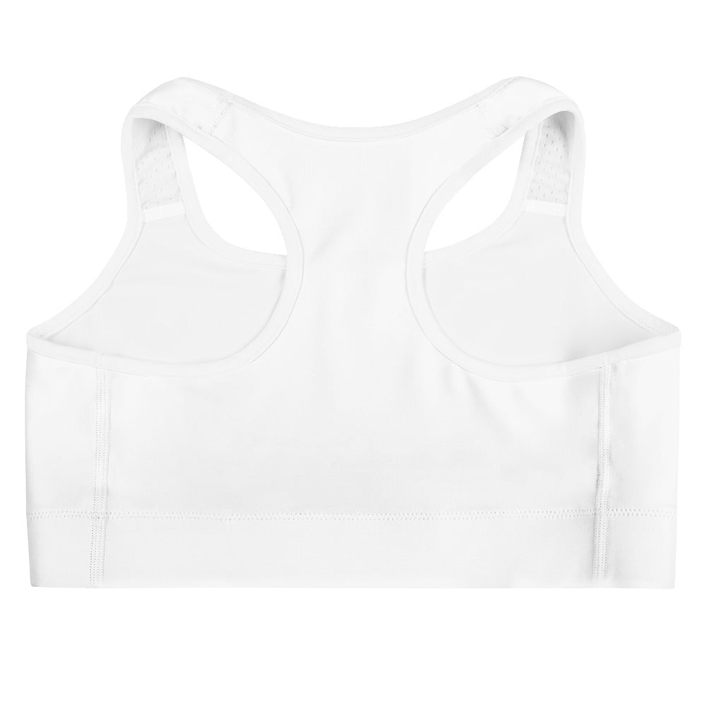 WHITE SPORTS BRA BADDIE (PINK PRINT)