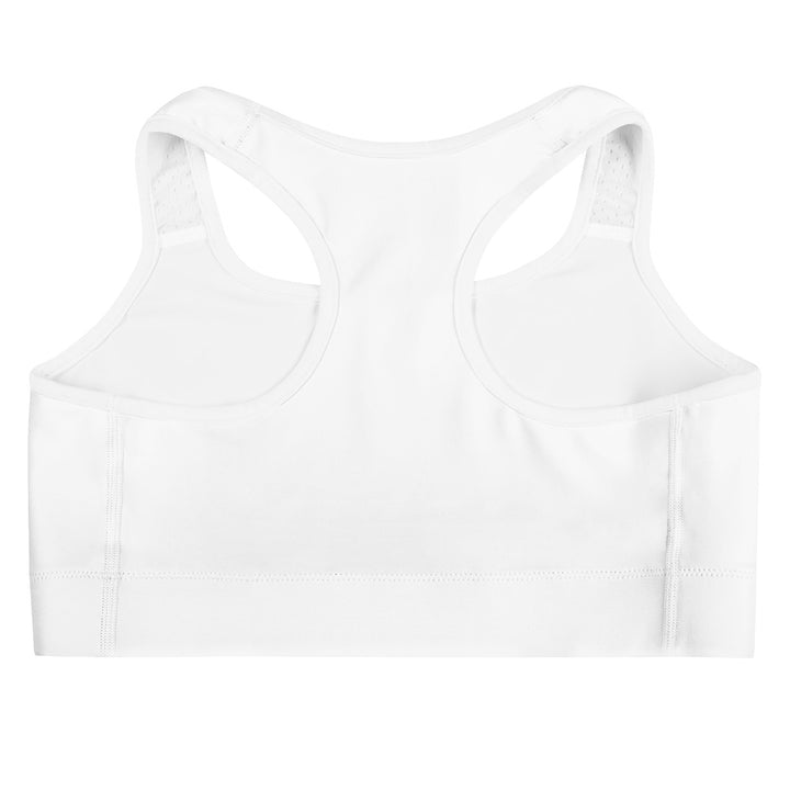 WHITE SPORTS BRA BADDIE (BLACK PRINT)