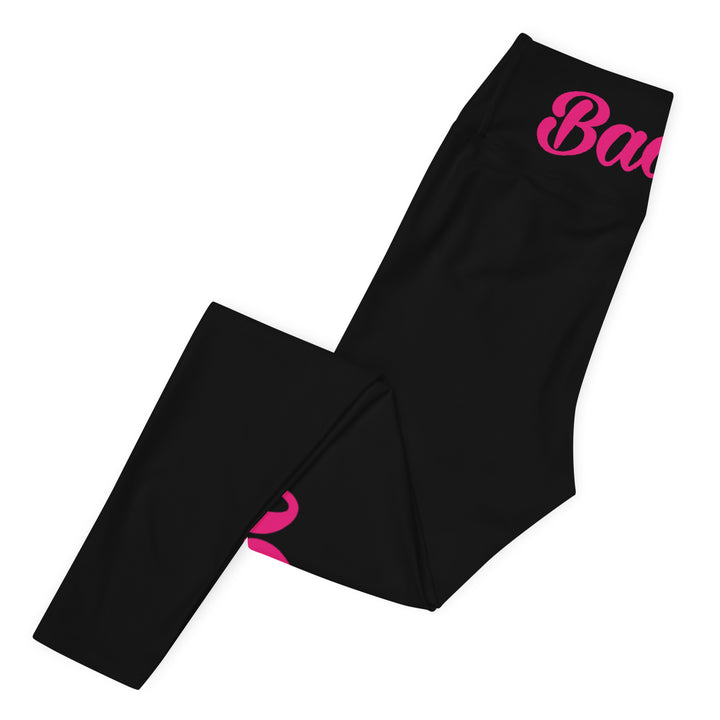 BLACK CERTIFIED BADDIE CLUB YOGA LEGGINGS BADDIE IN PINK (SOLO VERTICAL)