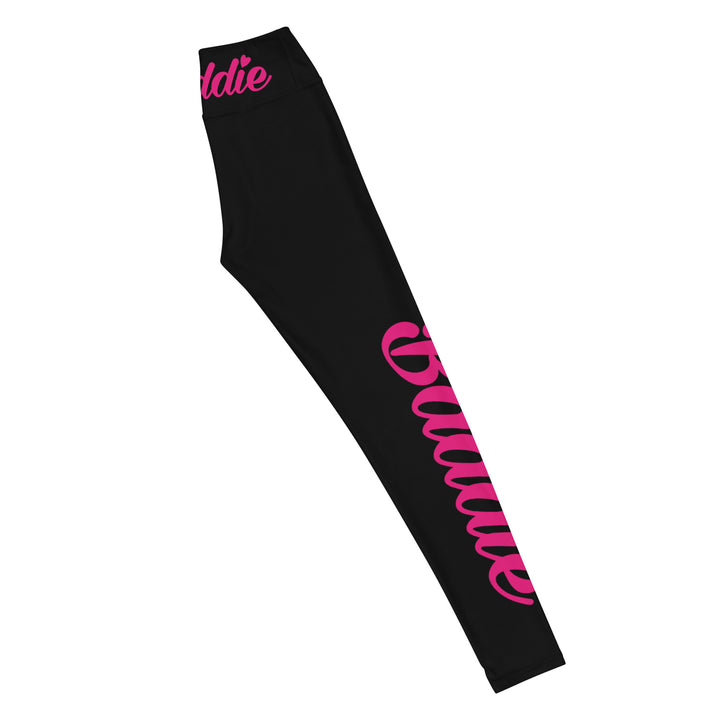 BLACK CERTIFIED BADDIE CLUB YOGA LEGGINGS BADDIE IN PINK (SOLO VERTICAL)