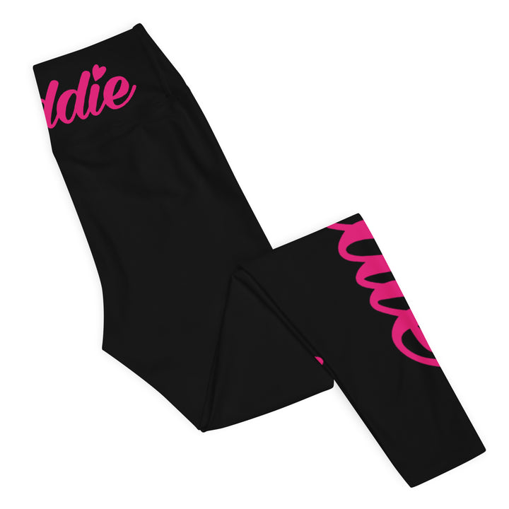 BLACK CERTIFIED BADDIE CLUB YOGA LEGGINGS BADDIE IN PINK (SOLO VERTICAL)