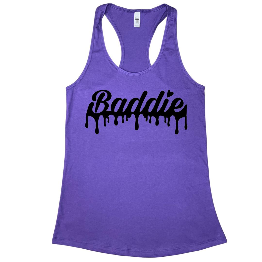 Certified Baddie Club Baddie Drip Tank Top (Black Print)