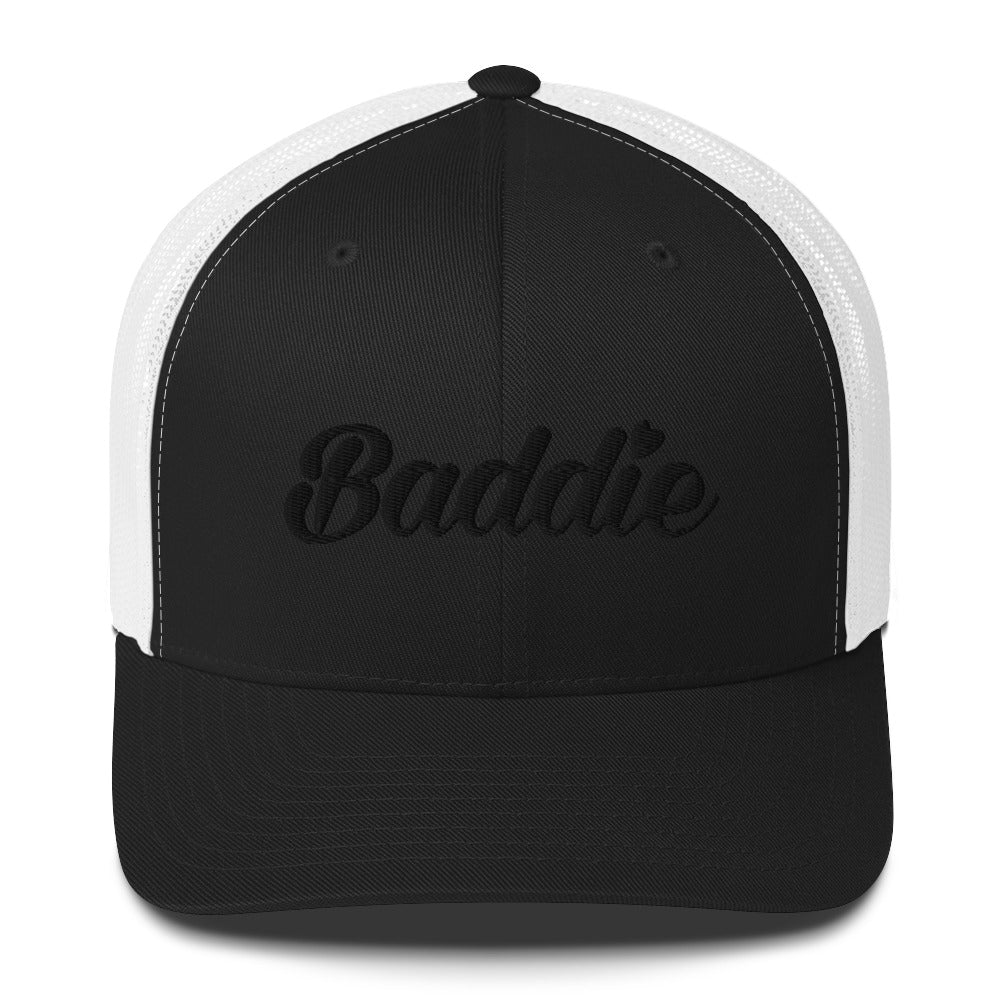 Baddie Trucker Cap (Black Print)