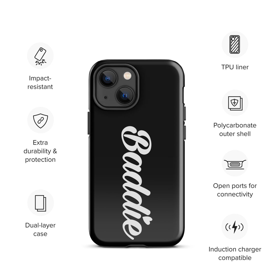 Baddie Tough Black Case for iPhone® (White Print)