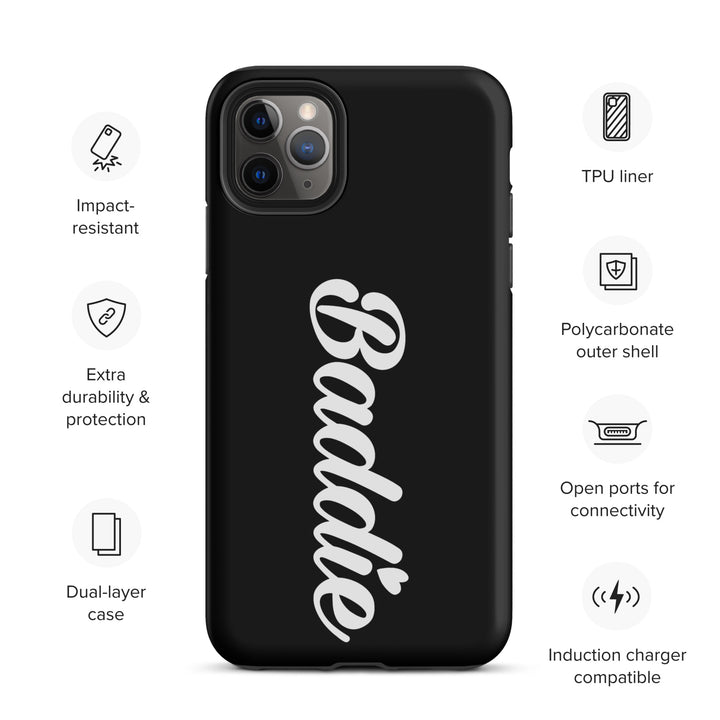 Baddie Tough Black Case for iPhone® (White Print)