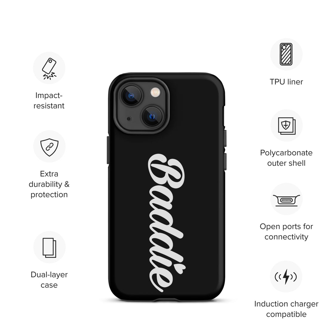 Baddie Tough Black Case for iPhone® (White Print)