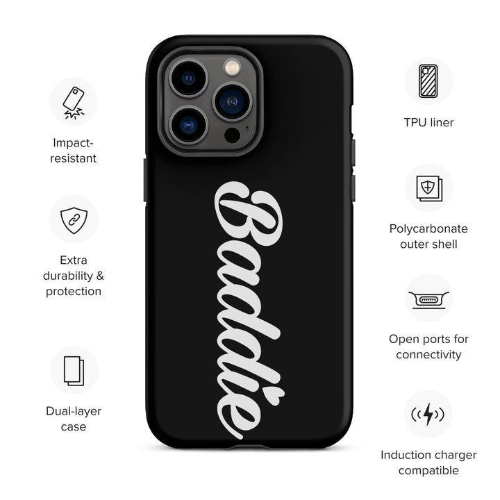 Baddie Tough Black Case for iPhone® (White Print)