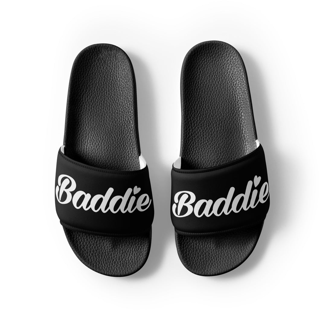 Women's Black slides (White Print)