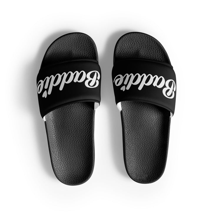 Women's Black slides (White Print)