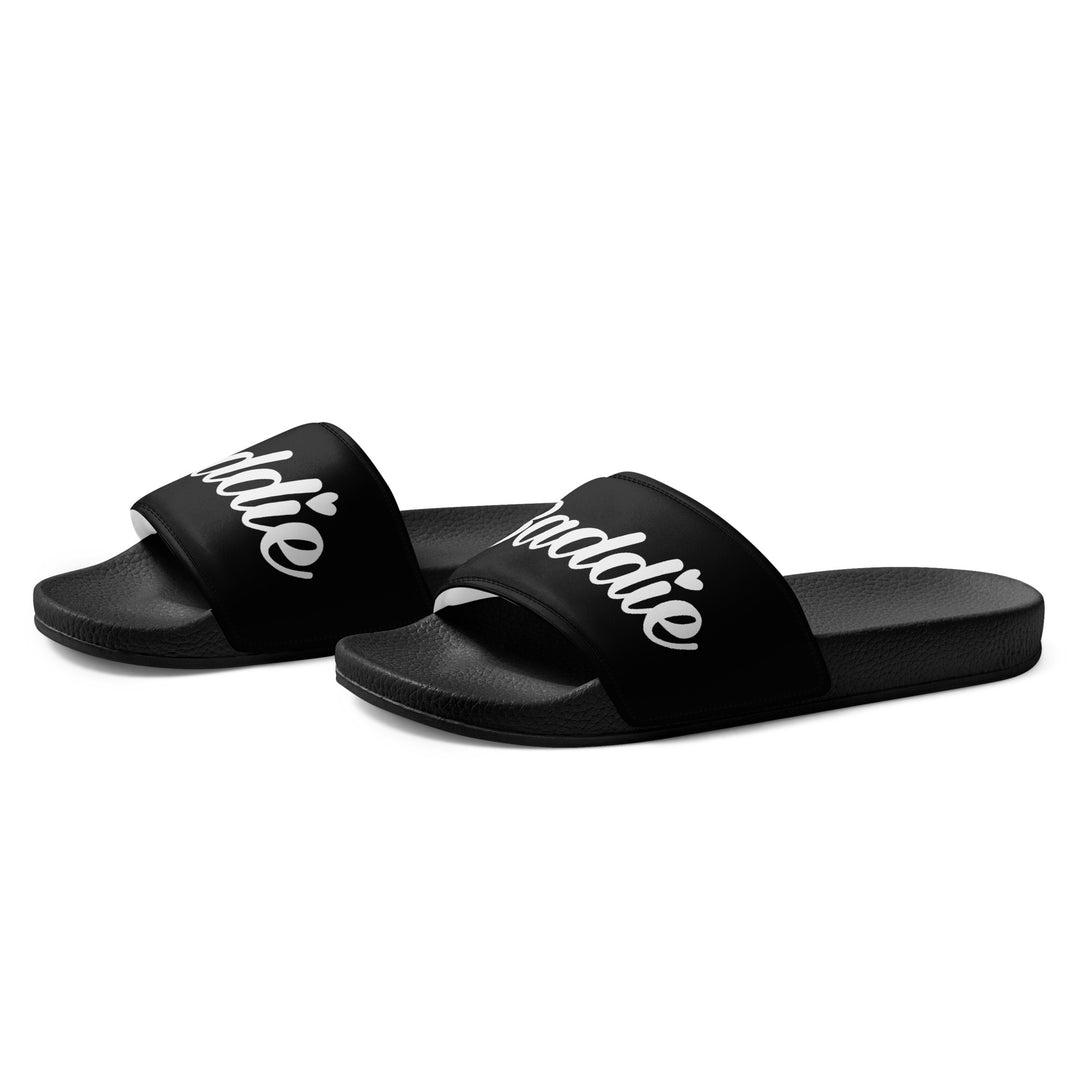 Women's Black slides (White Print)