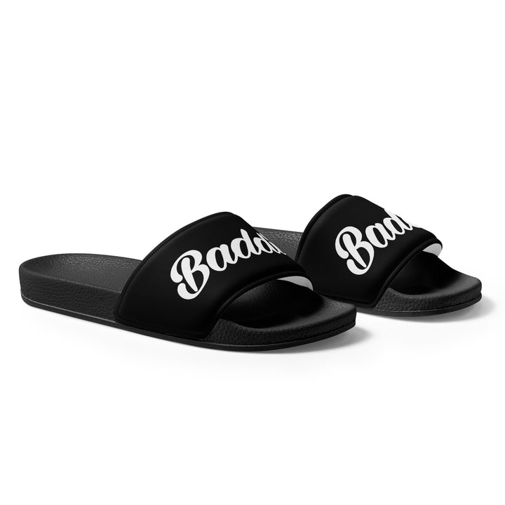 Women's Black slides (White Print)