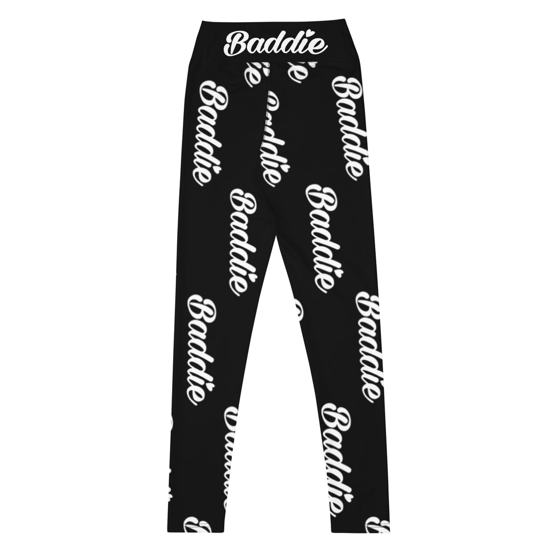 Black Certified Baddie Club Yoga Leggings Baddie in White (Vertical)