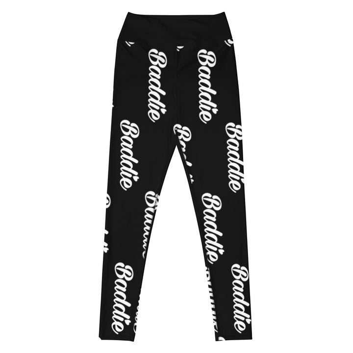 Black Certified Baddie Club Yoga Leggings Baddie in White (Vertical)