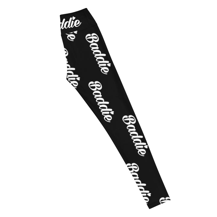 Black Certified Baddie Club Yoga Leggings Baddie in White (Vertical)